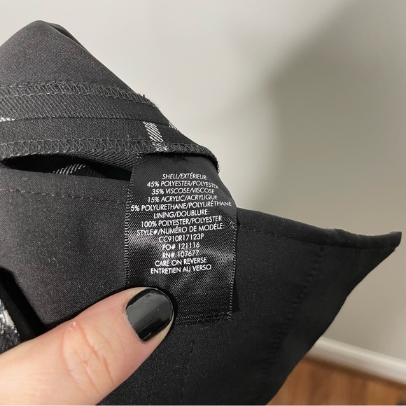 Alice + Olivia Dylan High Waist Wide Leg Windowpane Print Pants In Black Size 6 - Picture 9 of 9